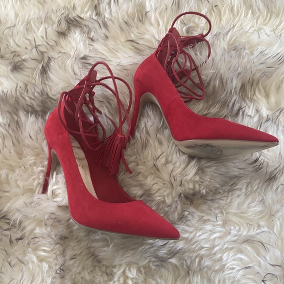 Red Slip on Pumps - Picture 6 of 12